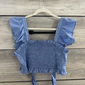 Altar'd State Cornflower Blue Gathered Top
